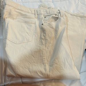 Cream colored Time and Tru raw hem wide leg crop